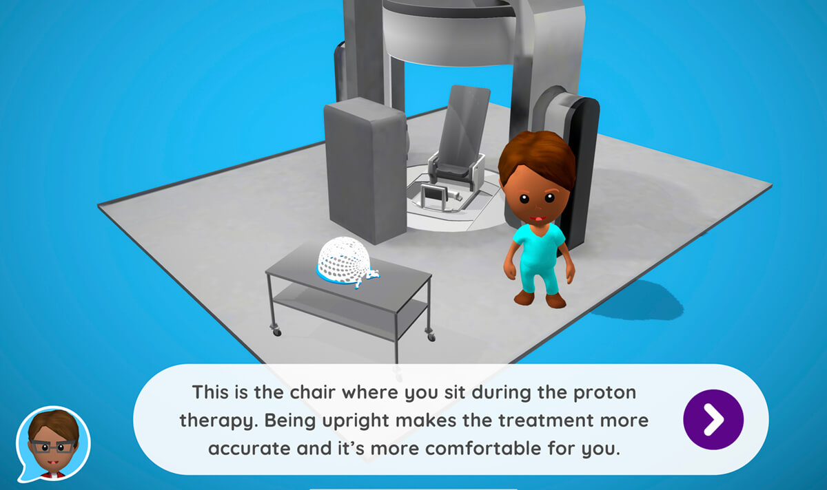 Xploro avatar explains upright proton therapy using Leo Cancer Care's solution