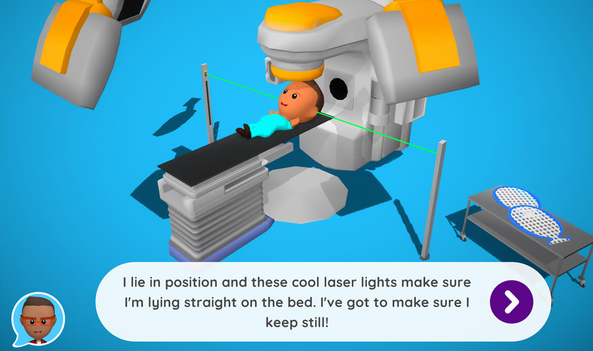 Xploro avatar having radaition therapy in a Linear Accelerator