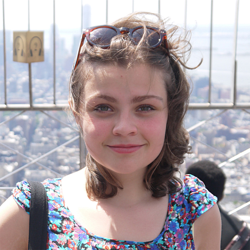 Issy on the top of the Empire State Building in New York City
