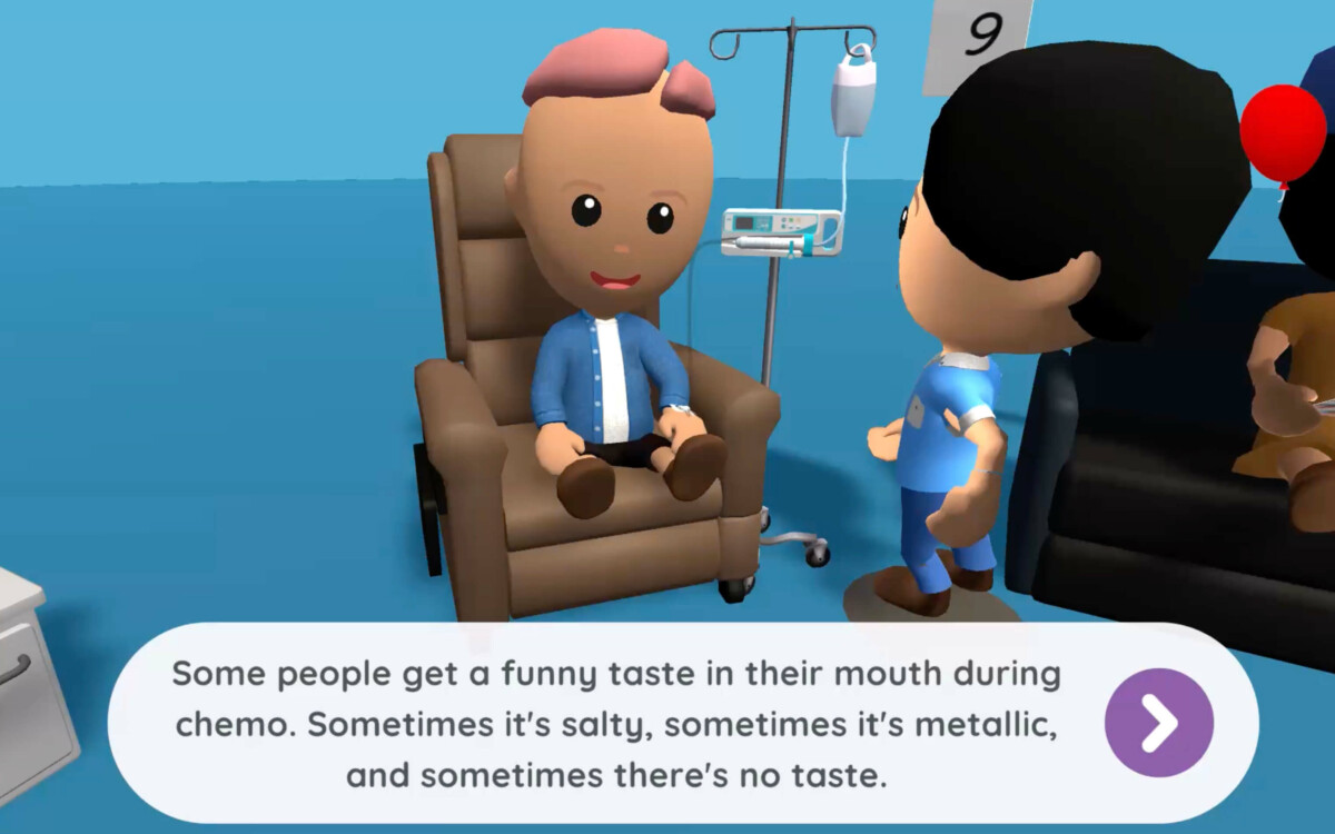 Image of Xploro avatar having chemotherapy as part of their pediatric hematology oncology treatment
